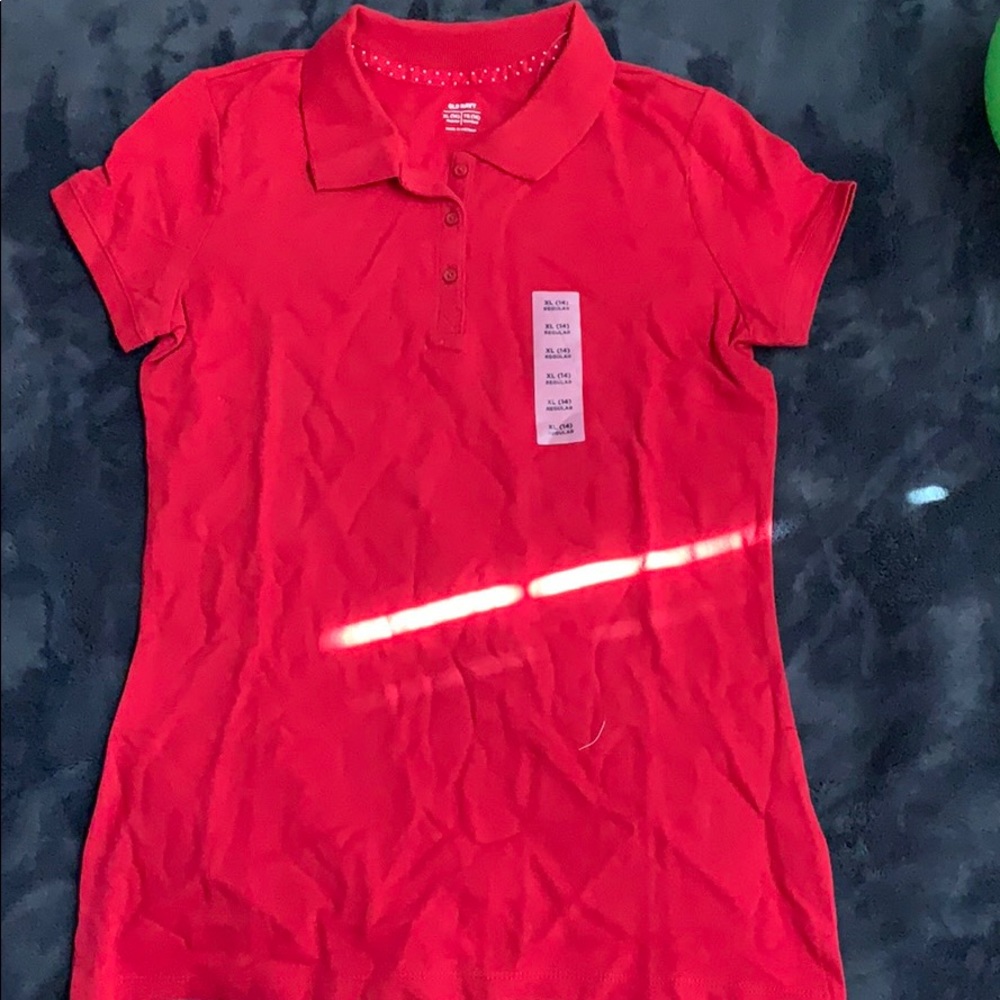 Red polo shirt